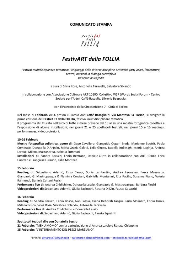 :: comunicato stampa FestivArt della Follia 2014 ::